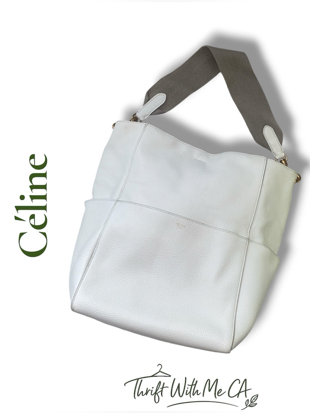 ✨ Celine Seau Sangle Medium – Rare White Colorway ✨